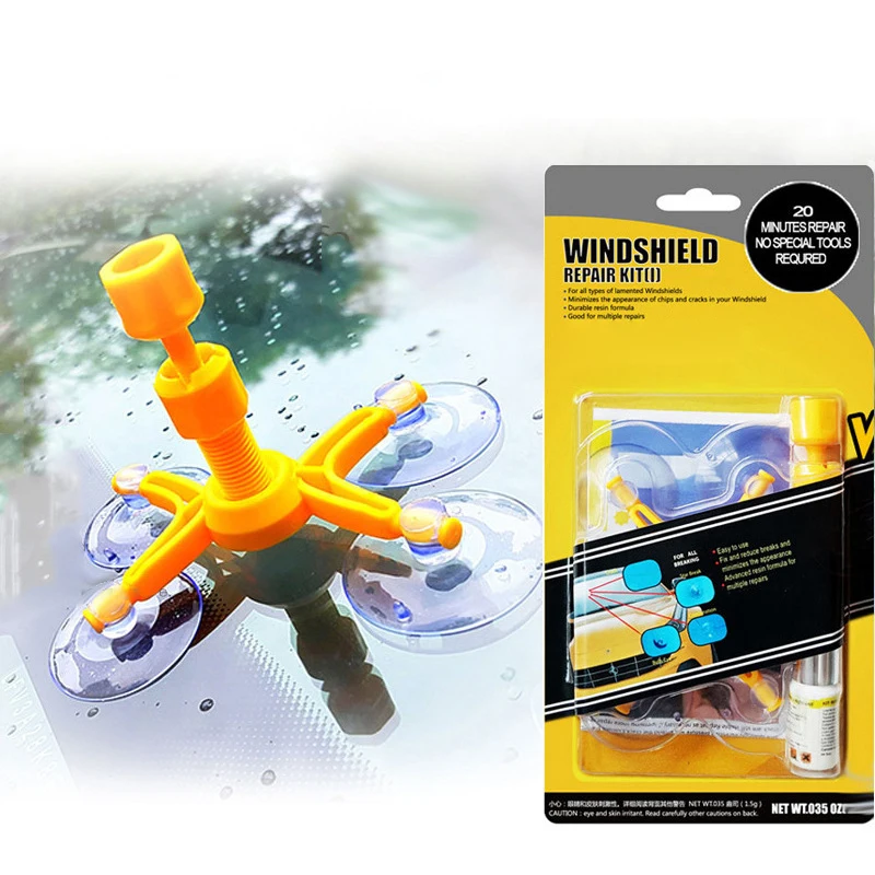 Набор инструментов для ремонта автомобильных стекол жидкость на присоске с