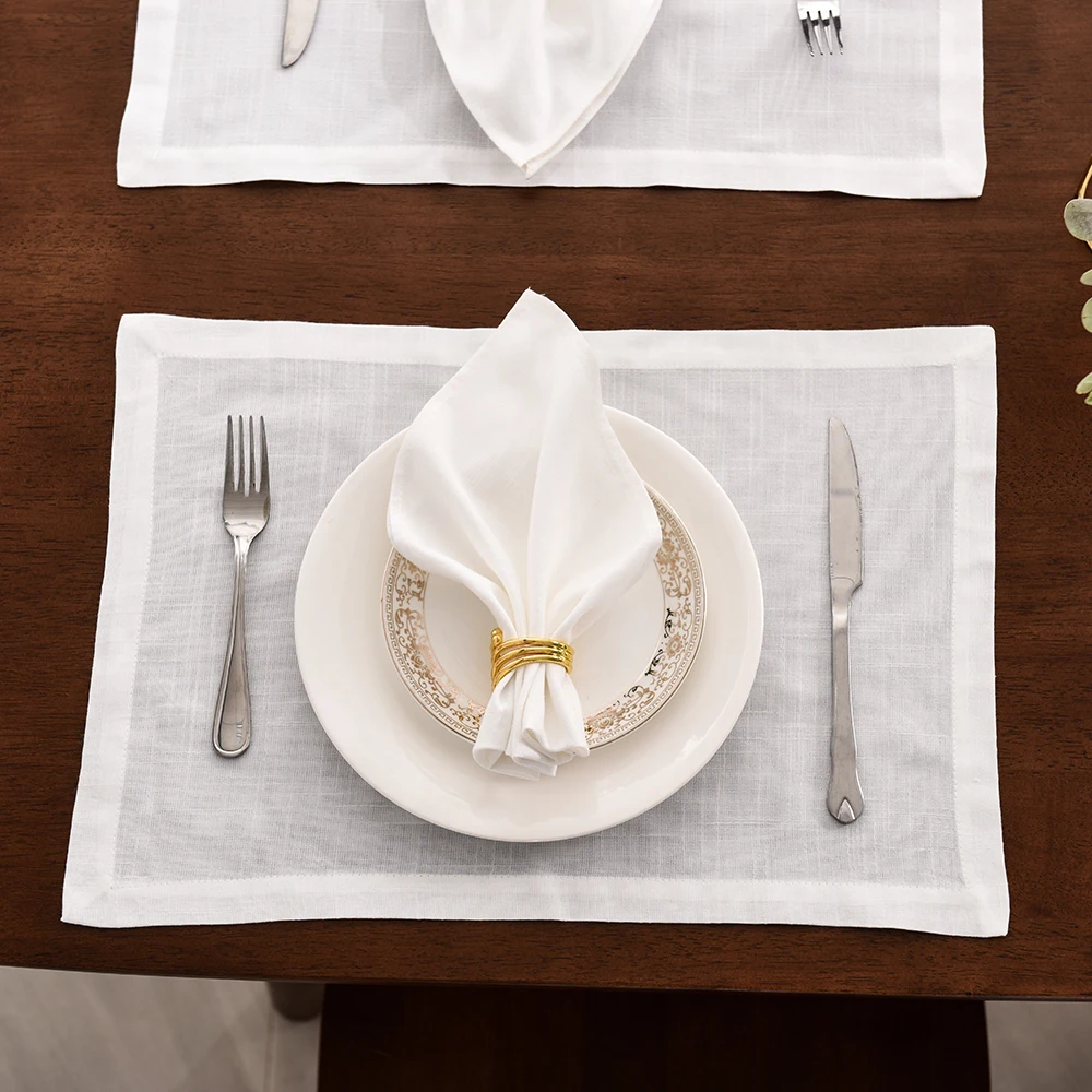 12 шт. белые салфетки из хлопка и льна | Дом сад