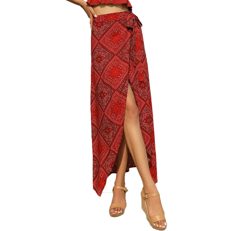 European and American Women's Explosions Of The Famous Family Style One-piece Square Printing High Waist Skirt | Женская одежда