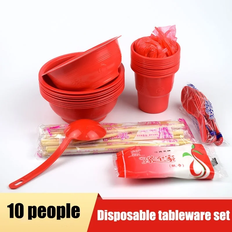

Disposable Tableware Wedding Birthday Party Decoration Red Festive Biodegradable Disposable Tableware Set Wedding Party Supplies