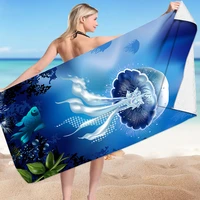 jellyfis beach towel sunscreen shawl quick drying sand free microfiber bath towel swimming beach accessories 75150cm