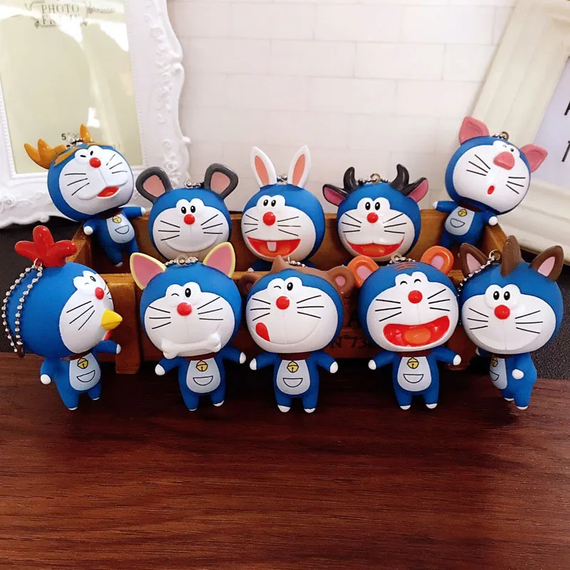 Doraemon 3d стереоскопический мультфильм ПВХ милый брелок для ключей Аниме Silicona Para