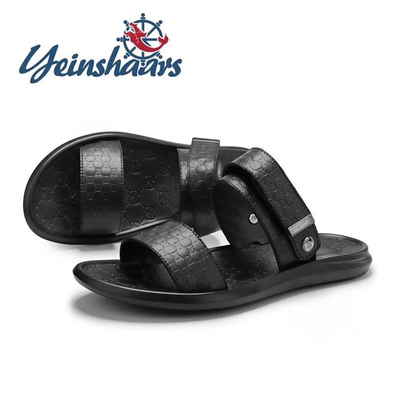 Мужские летние сандалии Пляжные Шлепанцы из натуральной кожи Роскошная дышащая