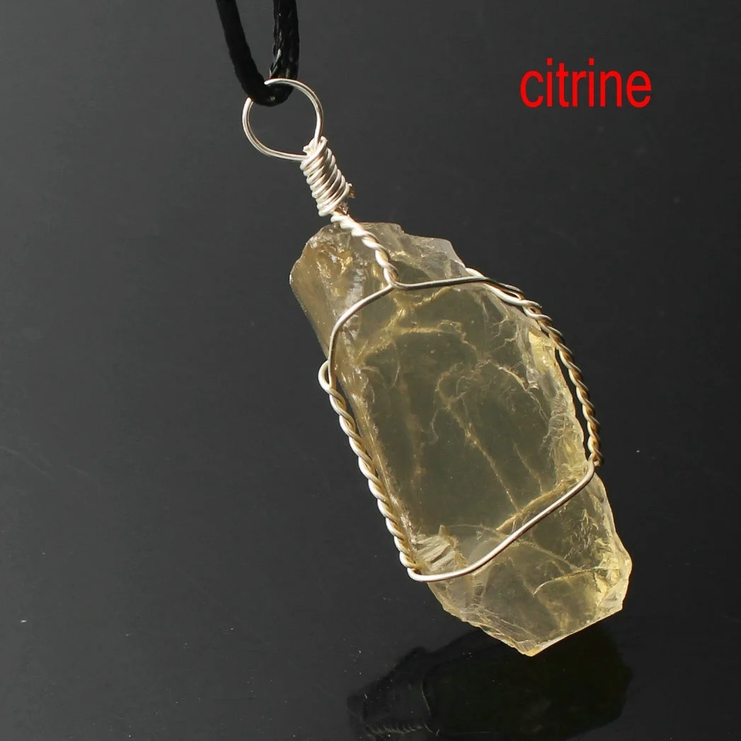 citrine with rope 1 шт чакра кварц натуральный образец кристаллического минерала грубая нерегулярная подвеска ручной работы драгоценный камень с бесплатной веревкой - Цвет: citrine with rope