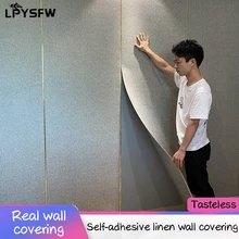 Latest Linen Self-adhesive Wall Cloth Wallpaper Home Bedroom Living Room TV Background Wall Decor Light Luxury 3D Wall stickers