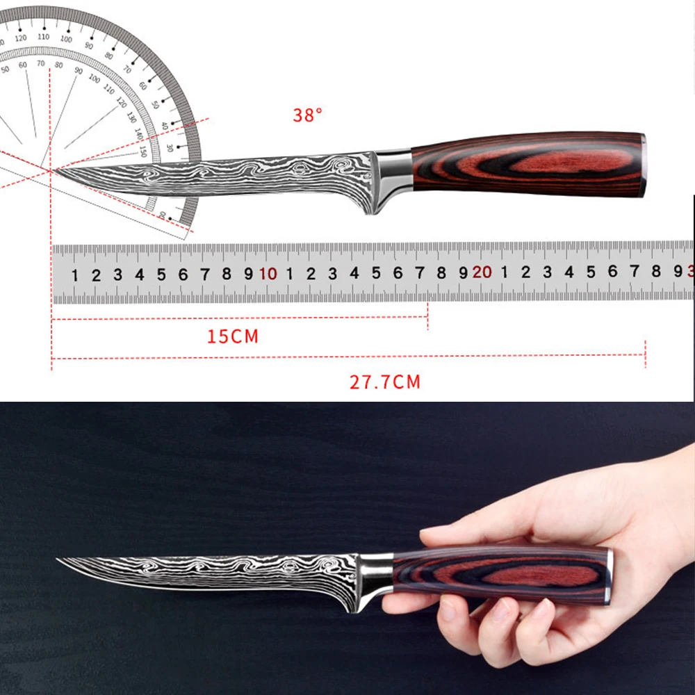 Рукоятка из массива дерева дамасская зернистая нержавеющая сталь 6-Дюймовый Нож
