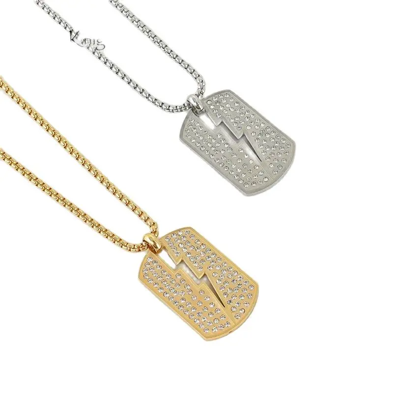 Черный рыцарь из нержавеющей стали выдалбливают молния собака бирка кулон