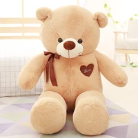 6080100cm huge size cute ribbon heart bear plush toy stuffed soft animal cushion for children girls birthday valentines gift