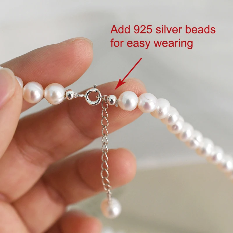ASHIQI Natural Freshwater Pearl Chokers Necklace 925 Sterling Silver Jewelry for Women Gift New Fashion