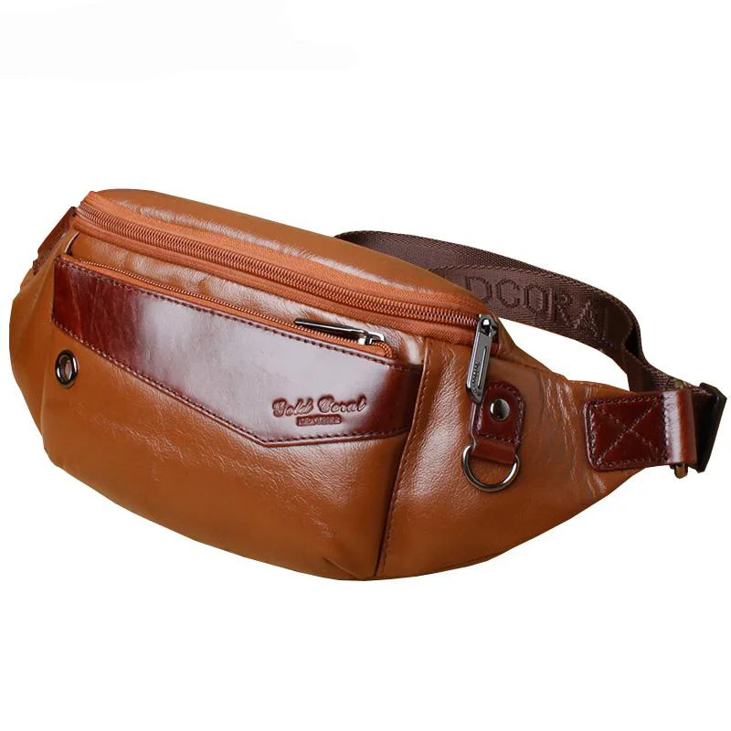 

Vintage genuine leather cowhide men waist bags Men travel Hip Bum Belt Pouch wallets