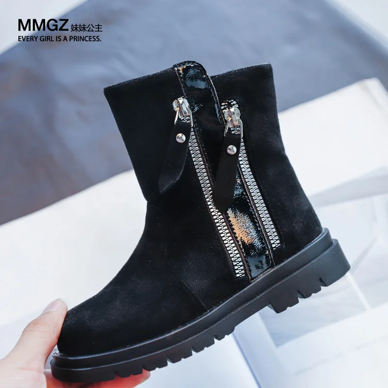 Girl Boots Stylish Snow Children Boys Autumn Winter Warm Shoes For Kids 2020 Suede Leather 3 4 5 6 7 8 9 10 11 12 | Мать и ребенок