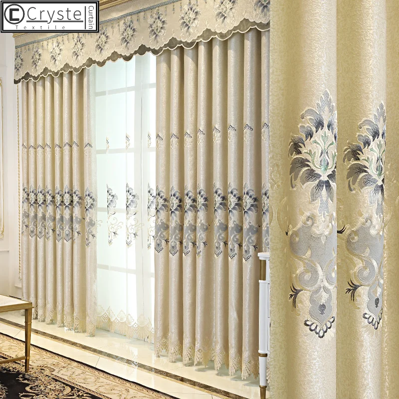 

Curtain European for Living Room and For Bedroom Blackout Embroidered Curtain