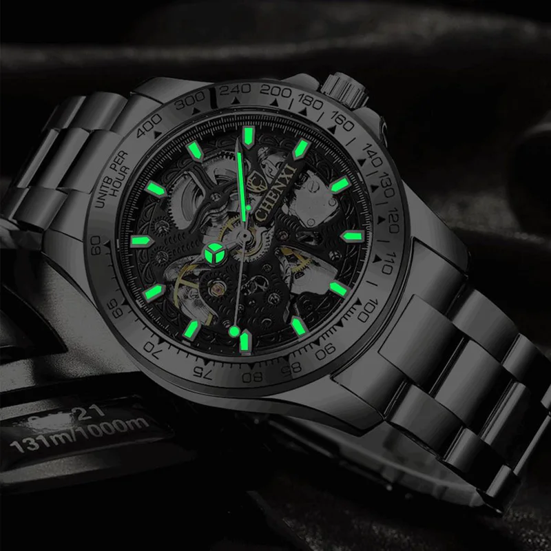 Часы наручные мужские автоматические брендовые золотистые механические