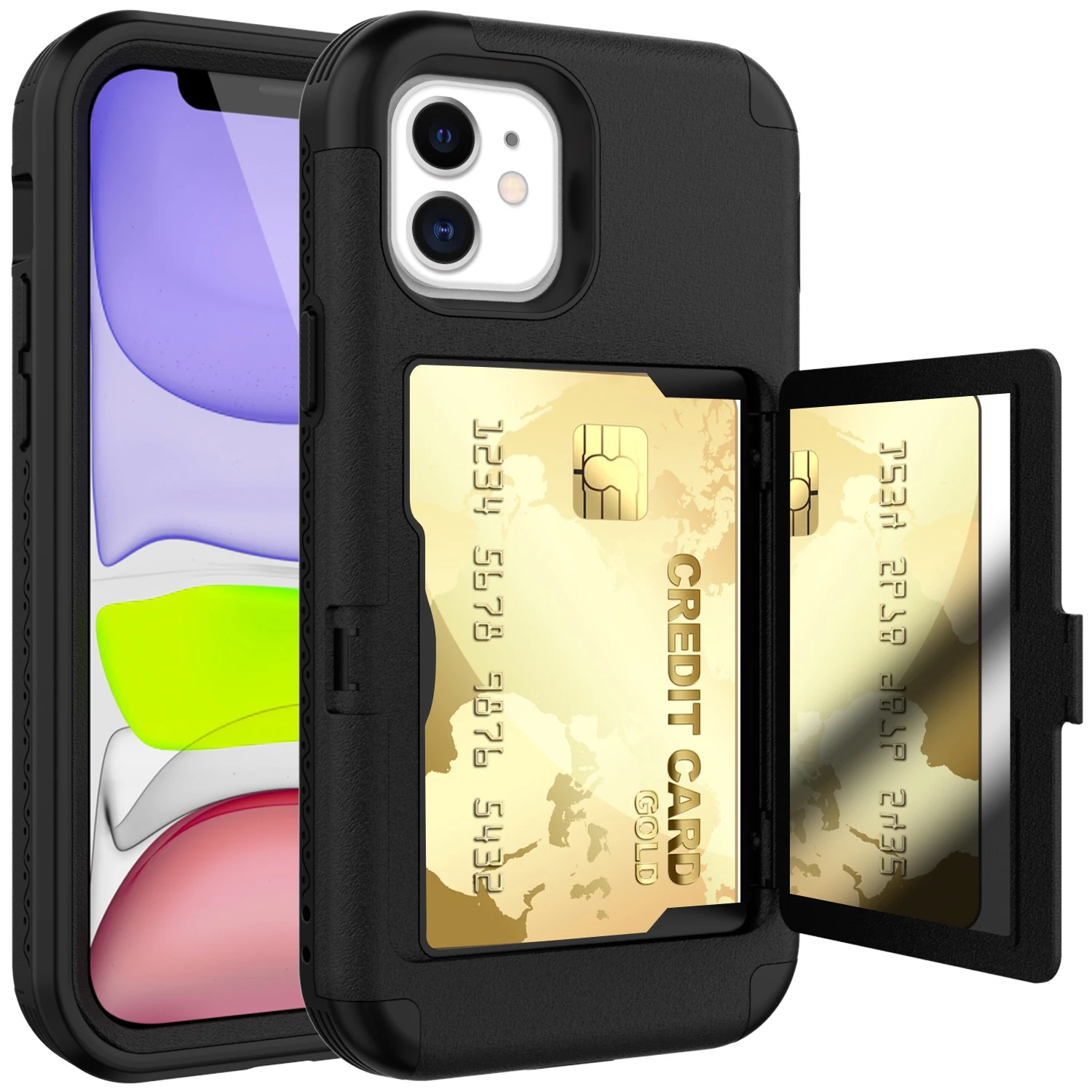 

For iPhone 12 mini Pro Max Case With Wallet Card Hidden Credit Card Cover For iPhone 12 Pro Max with mirror Case for iPhone 12