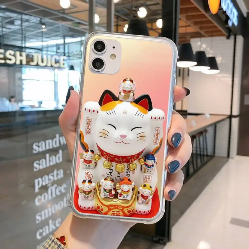 

Beckoning cat japanese style Phone Case Transparent for iPhone 11 12 mini pro XS MAX 8 7 6 6S Plus X 5S SE 2020 XR
