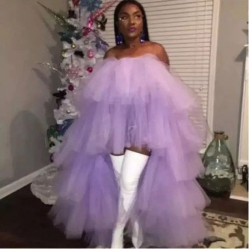 

Extra Puffy Prom Dresses robes de Lush Prom Dress Lilac Ruffle abendkleider High Low Party Dress Import vestido de festa