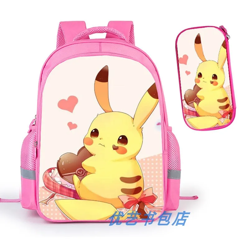 

TOMY Pokemon Peripheral Pikachu School Bag Pink Pencil Bag Package Shoulder Elementary School Students 1-6 Grade Girl School Bag