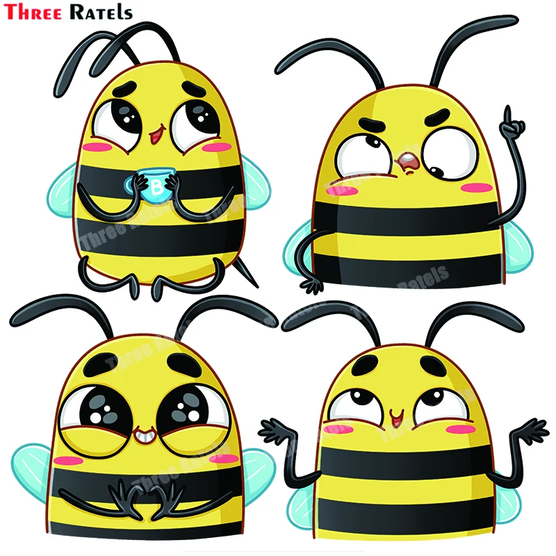 

Забавные желтые наклейки Three Ratels B262 в виде пчелы для крышки топливного бака Декоративные наклейки для бампера пленка против царапин
