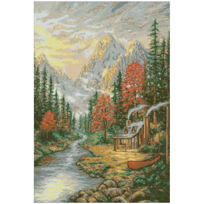 

Осенний пейзаж в долине, вышивка крестиком 11CT 14CT 18CT, наборы для китайского вышивания крестиком DIY, наборы для вышивки