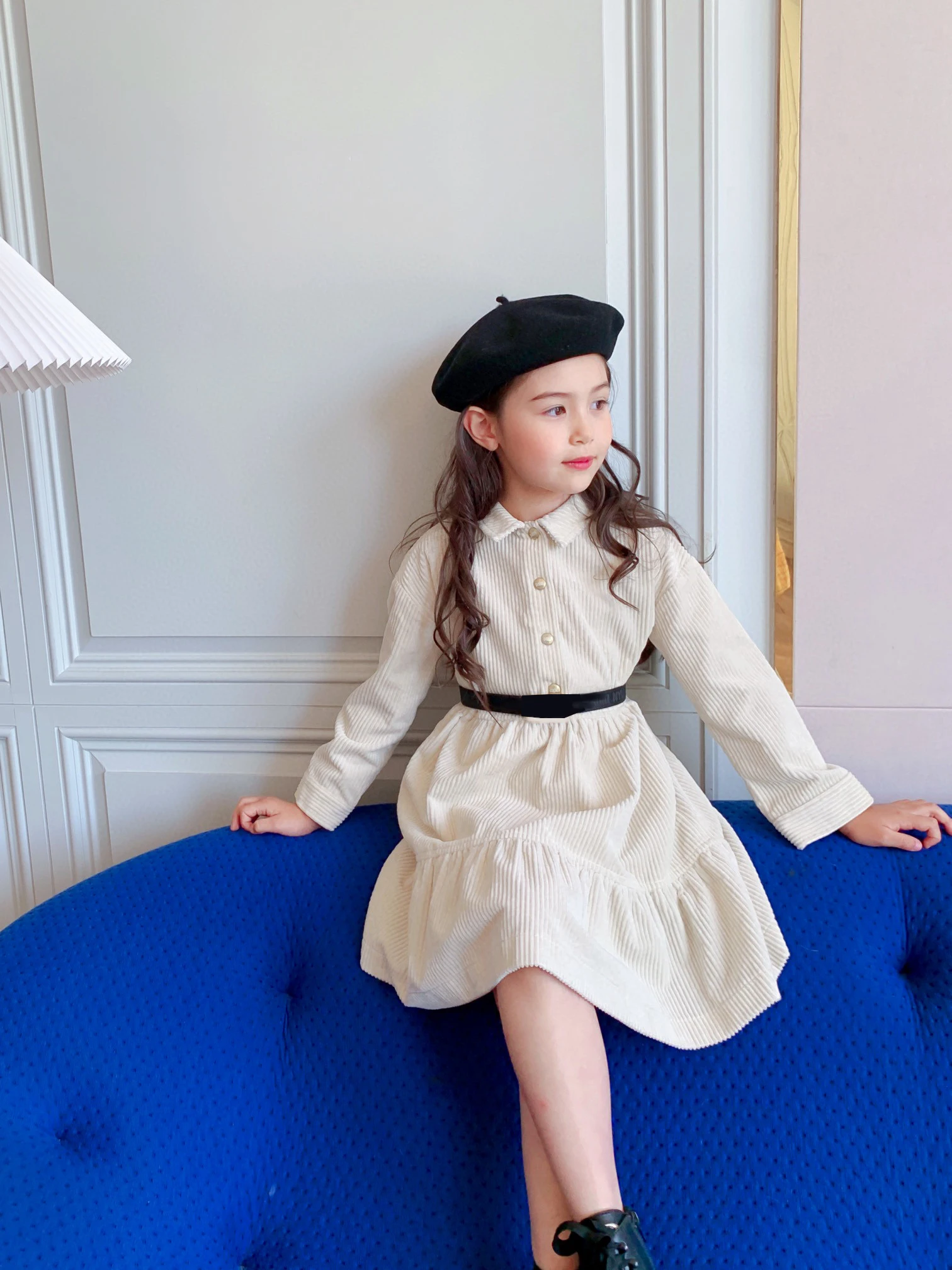 

New Autumn Kids Girls Corduroy Dress 2021 Fashion Long Sleeves Princess Dresses