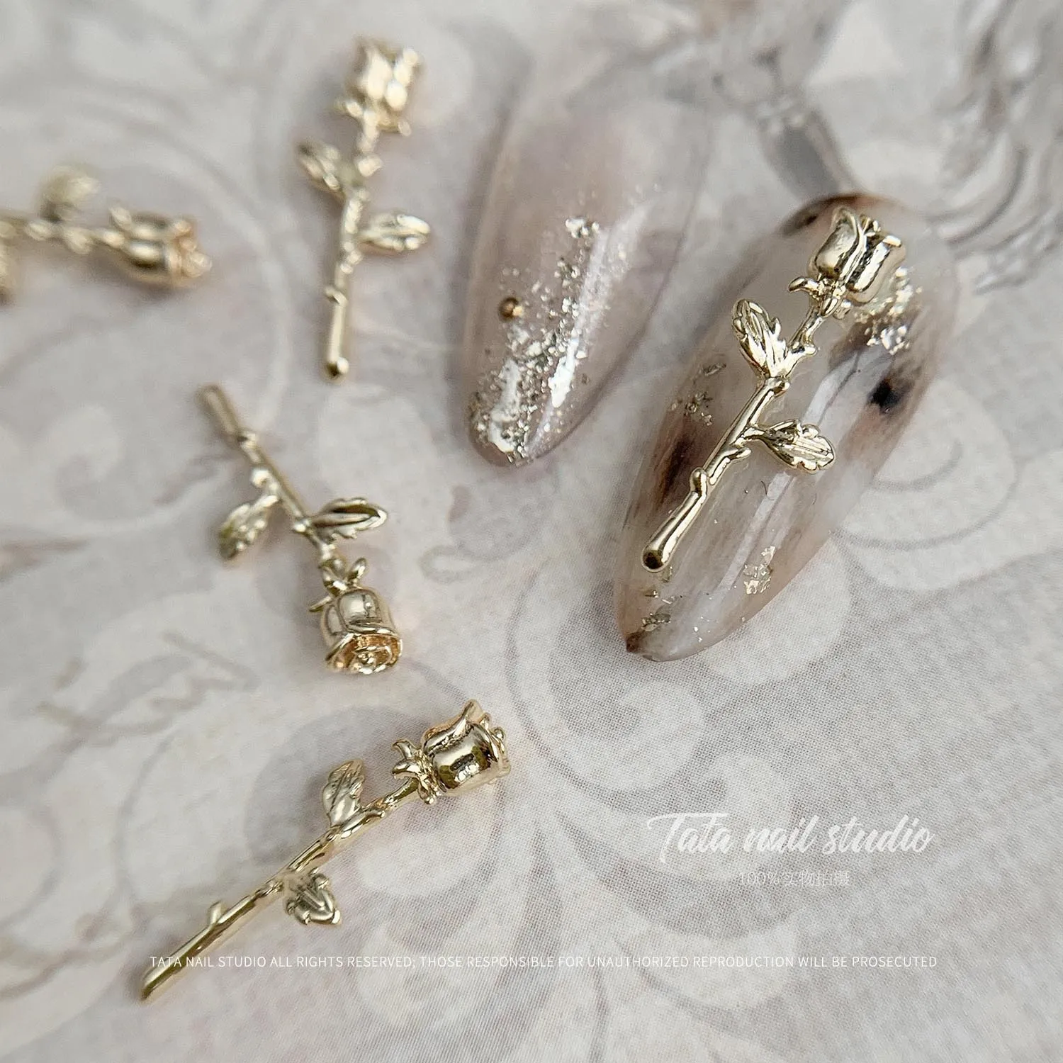 

3D Gold Rose Nail Charms For Nail Art Flower Charms For Nails 3d Flowers For Decorations Metal Nail Studs For Nail Art Flowers