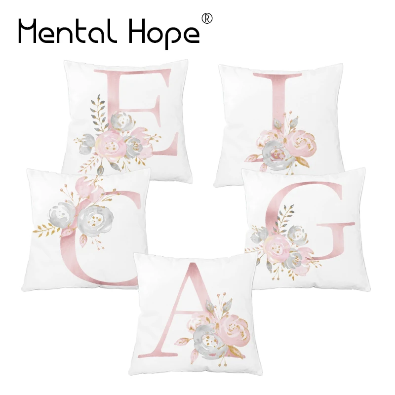 Белая плюшевая наволочка для подушки Мягкая Наволочка с принтом розовых букв