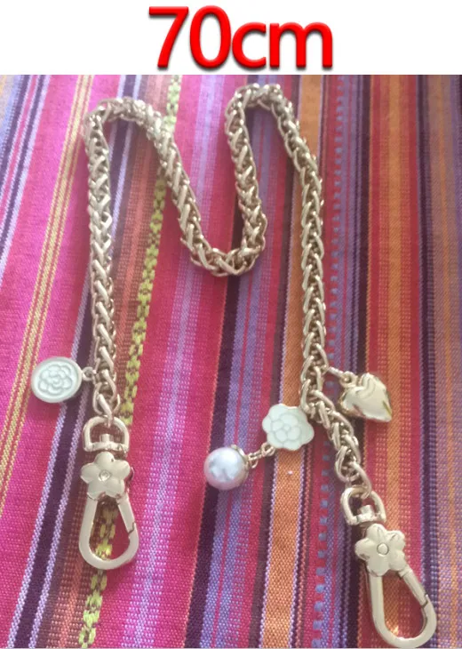 70cm Gold DIY аксессуары 40 см-150 см Замена золотой металлической цепью лямки для небольших сумок, сумки 8 мм сумка ручки сумки ремни - Цвет: 70cm Gold