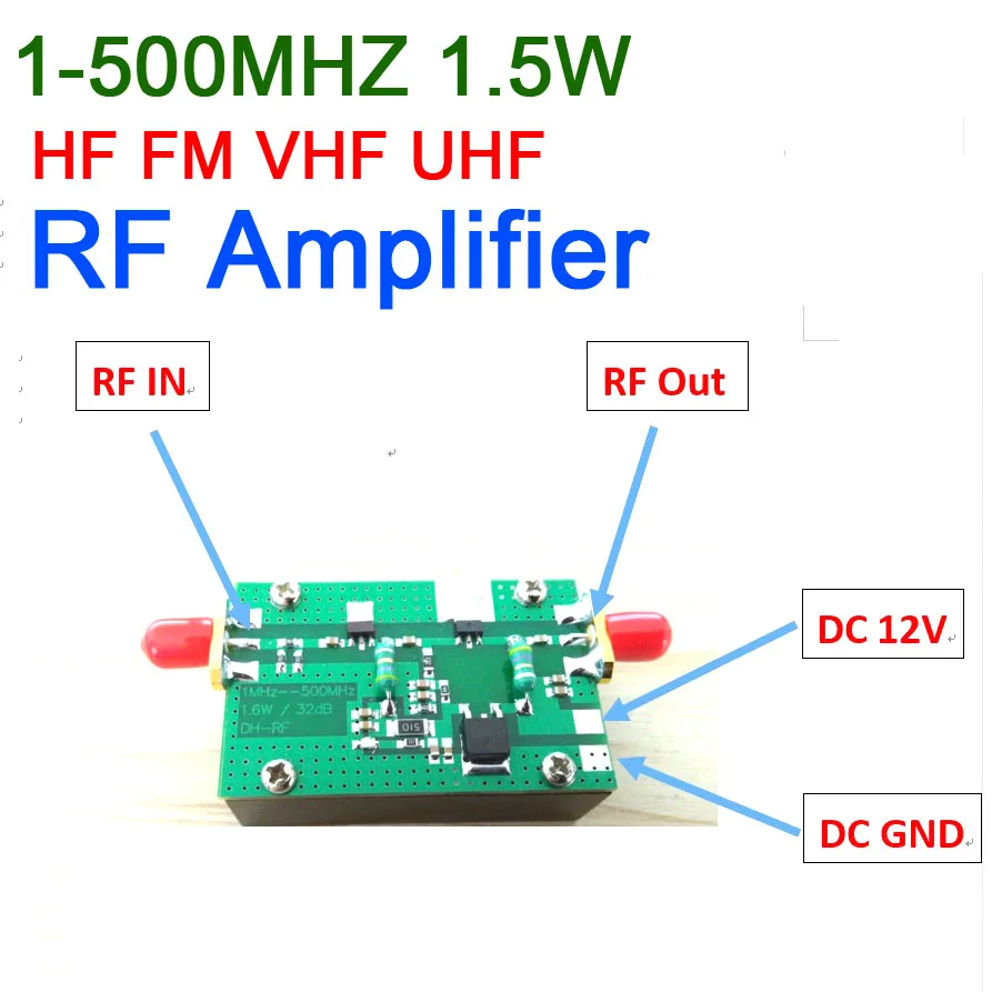 1 МГц-500 МГц 32 дБ 5 Вт HF VHF UHF FM-трансмиттер широкополосный усилитель мощности для