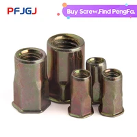 peng fa coloured small countersunk head inside and outside hexagonal riveting nut half hexagonal small head pull cap m4 m10