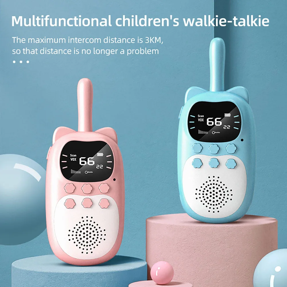 

Original Kids Walkie Talkie 2pc/Box Rechargeable 1000mah Handheld 0.5w 3km Radio Transceiver Interphone Children Toys Gift