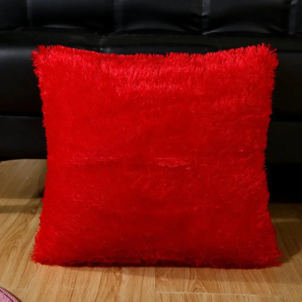 

2021 christmas pillow case 43x43cm Soft Plush Solid Color Throw Pillow Case Cushion Cover Home Sofa Decor наволочки декоративные