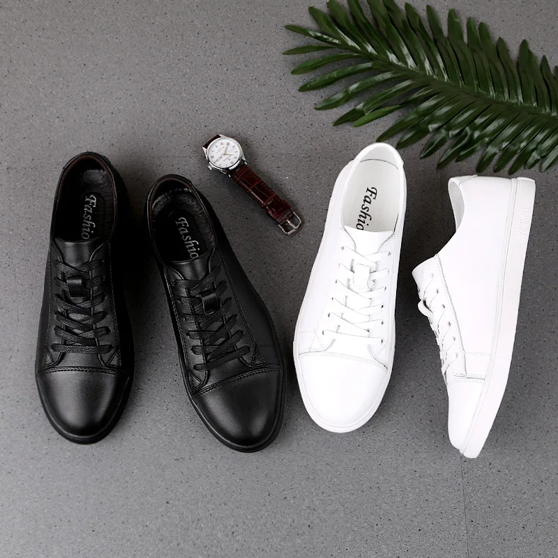 Кроссовки мужские из натуральной кожи повседневная весенняя обувь на шнуровке