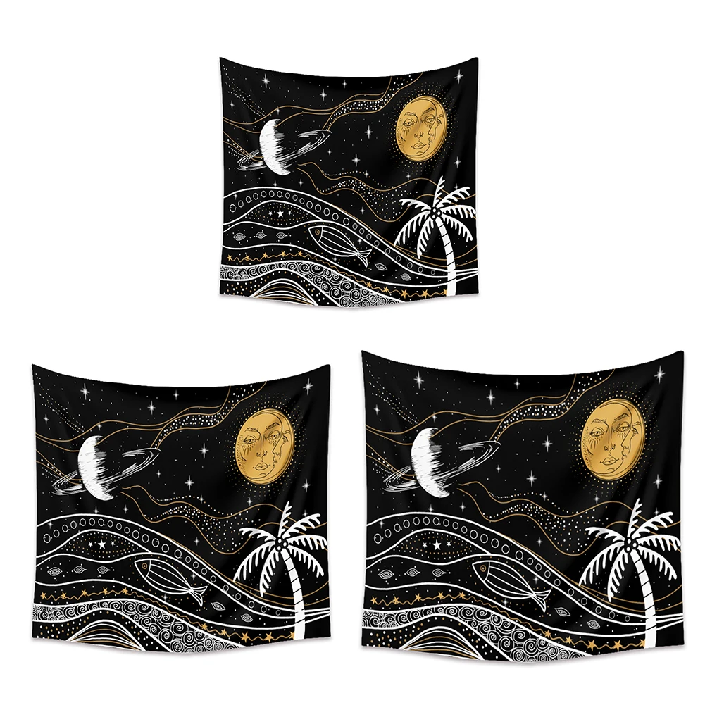 

3 Sizes Tapestry Wall Hanging Cloth Plant Beach Background Tapestry Yoga Mat for Home Living Room Bedroom Decoration