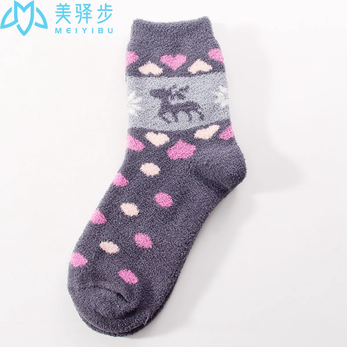 12 Pairs Per Set Winter New Thickened Coral Velvet Female Socks Elk Christmas Socks Warm Lovely Socks for Christmas