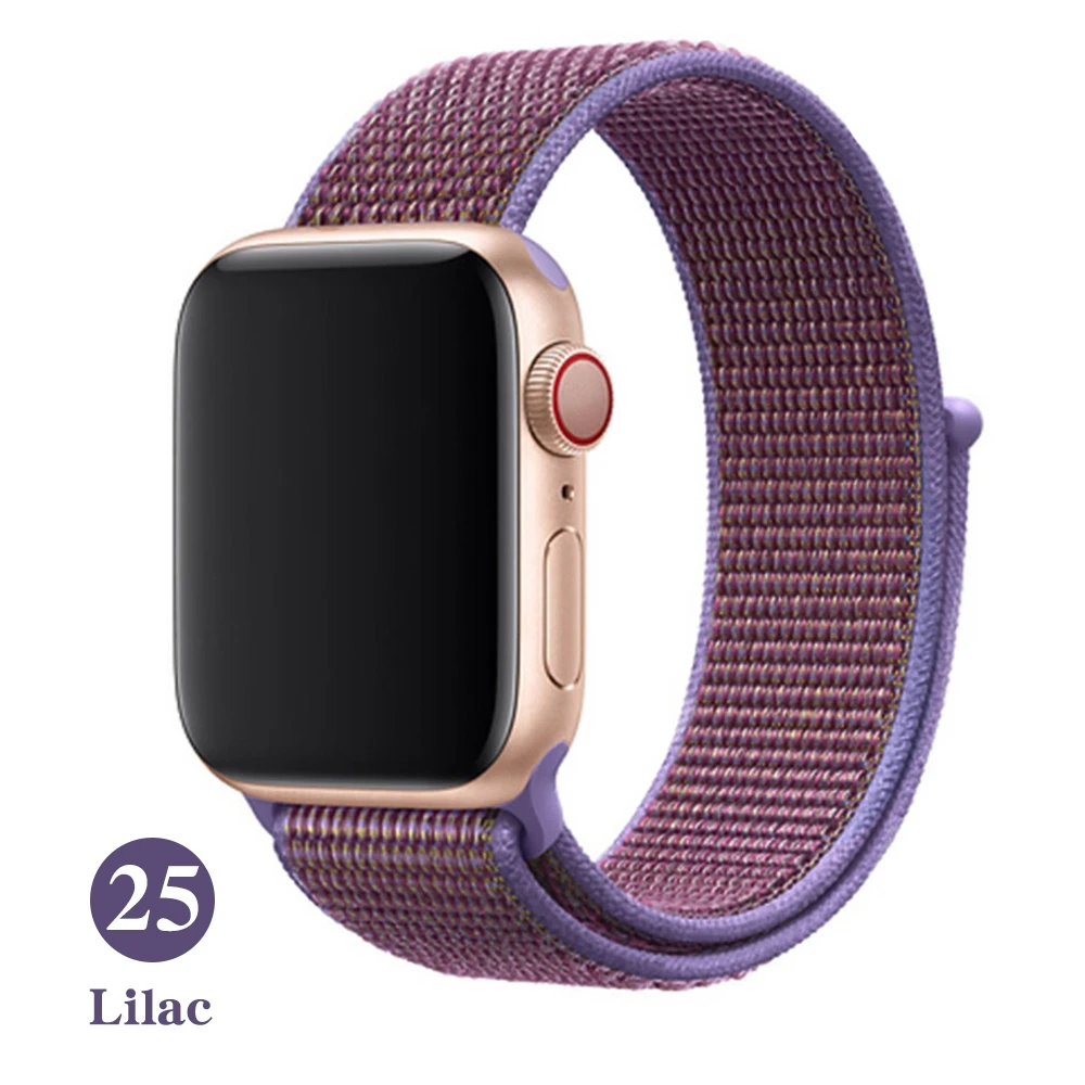 Тканый нейлоновый ремешок для apple Series 5, ремешок для часов 42 мм, 44 мм, 38 мм, 40 мм, спортивный нейлоновый браслет для iwatch 4/3/2/1 - Цвет ремешка: Lilac