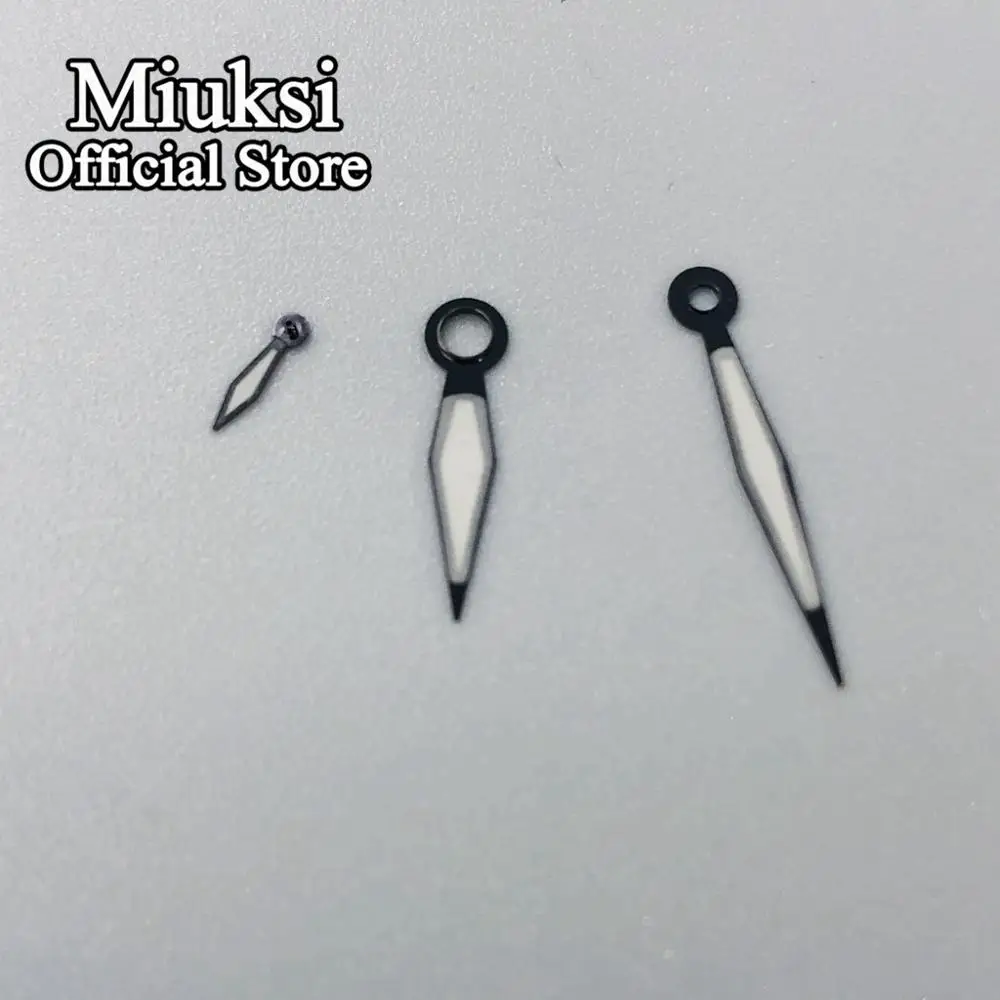 Черно белые часы Miuksi стрелки зеленые/синие светящиеся подходят для ETA 6497 6498 или Sea