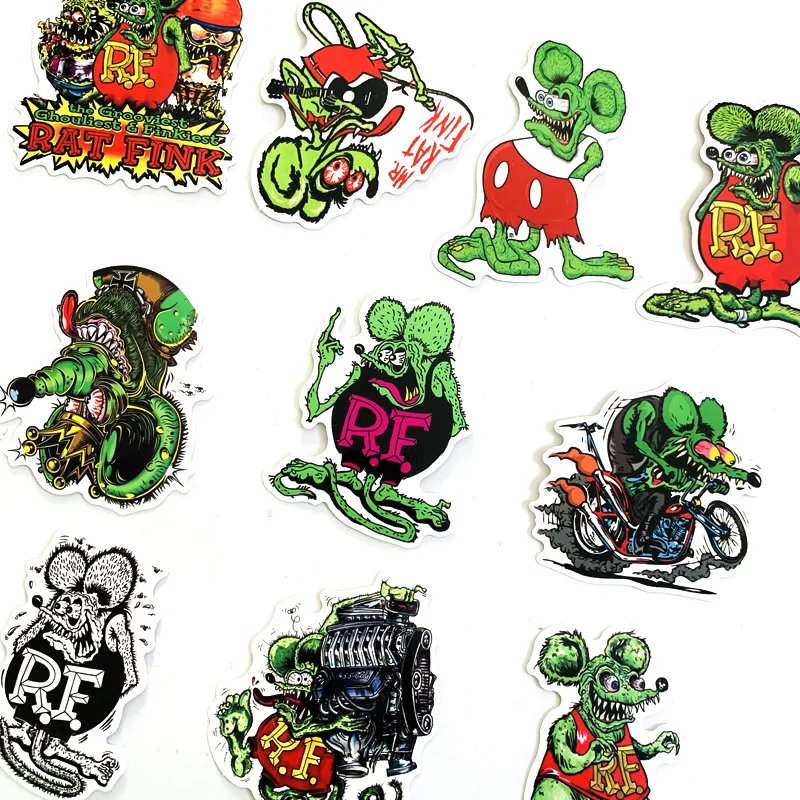 Td ZW 10 шт. Rat Fink наклейки для сноуборда ноутбука багаж автомобильный холодильник DIY Стайлинг домашний декор из винила Pegatina