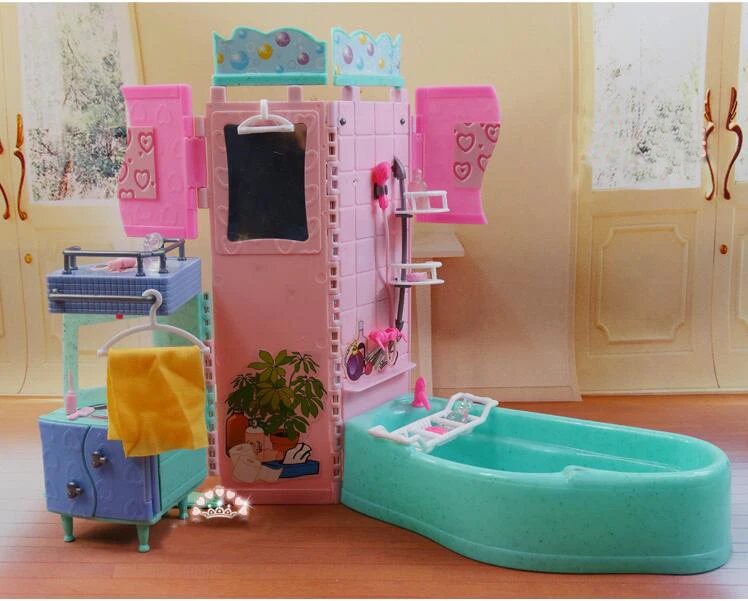 Оригинальный набор для куклы Барби ванная комната Душ домашняя мебель 1/6 Bjd