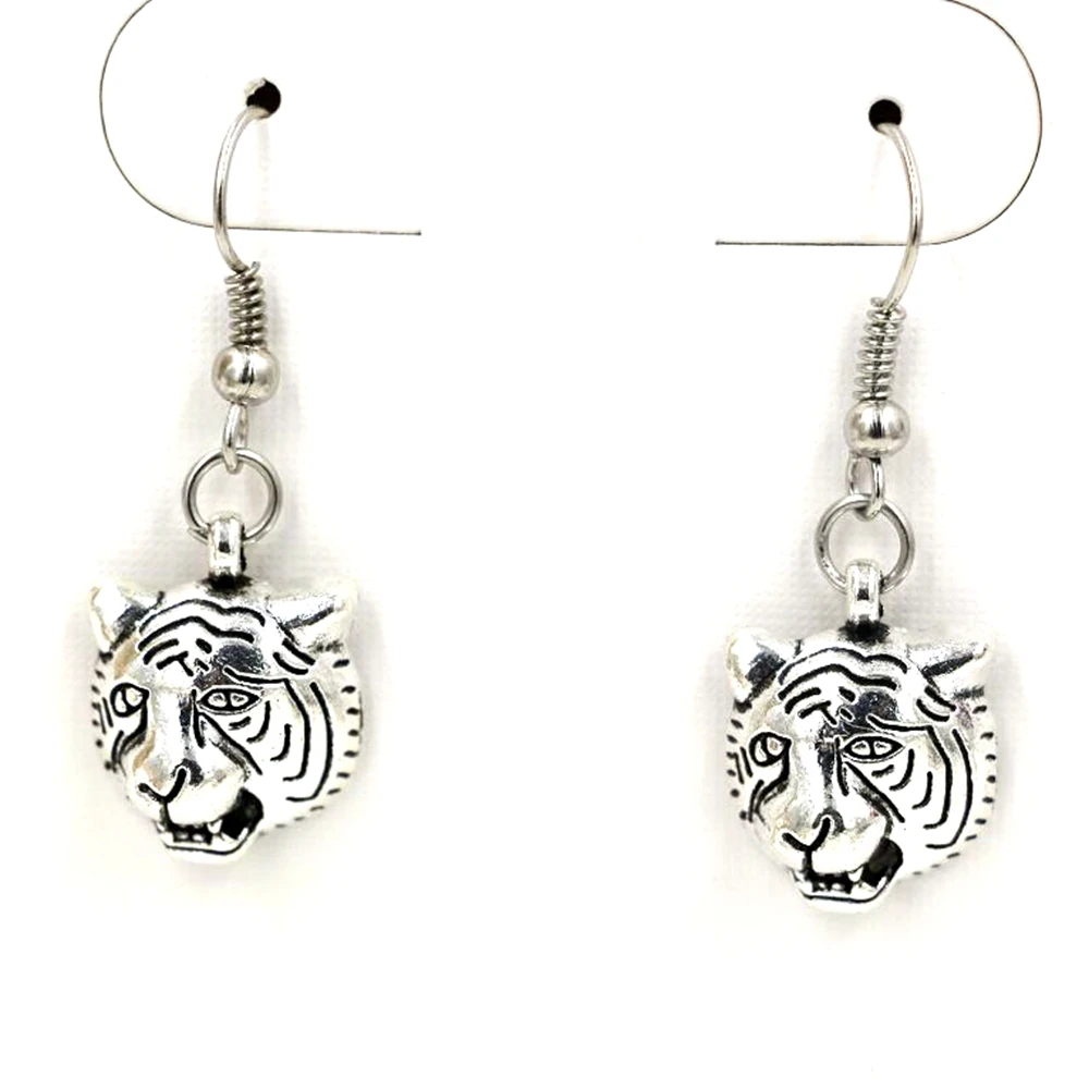 

Earring , Zinc Alloy Single surface Tiger Head EARRINGS Fishhook Ear Wire 36 x 13 mm 10Pair ab745