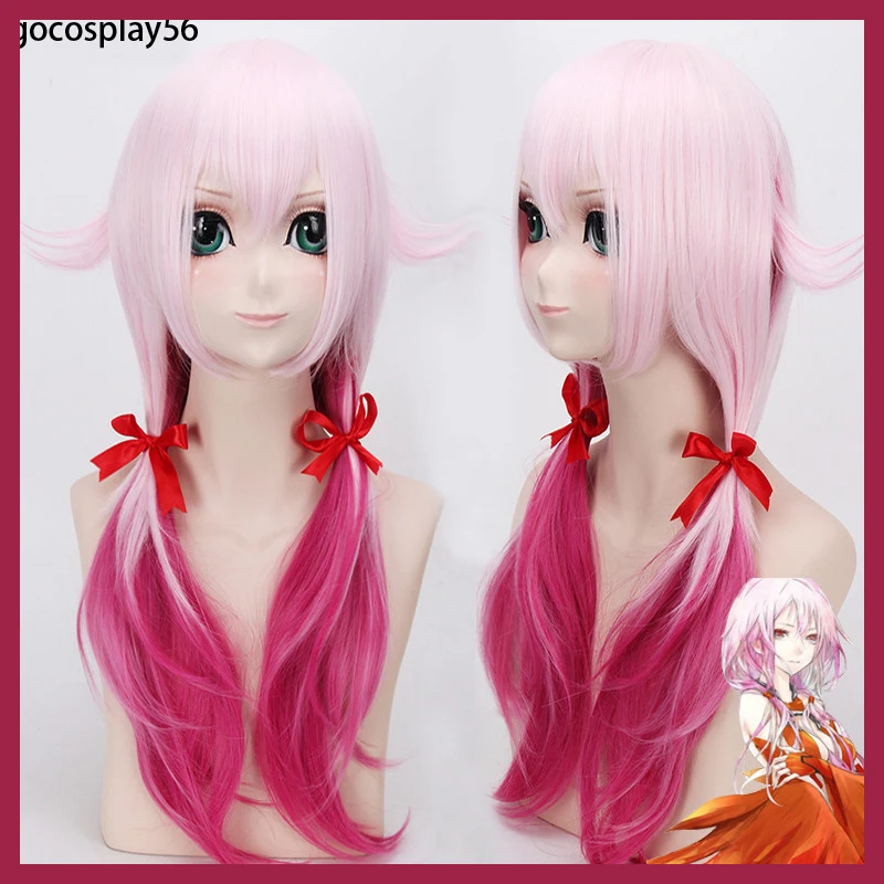 Аниме Guilty Crown косплей парик Inori Yuzuriha градиент розовый длинные косички