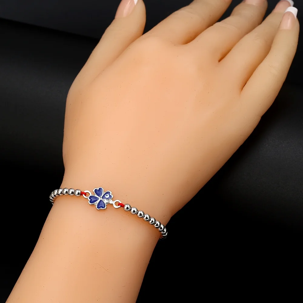 Браслет-цепочка женский Плетеный с подвеской Счастливый глаз и бабочкой