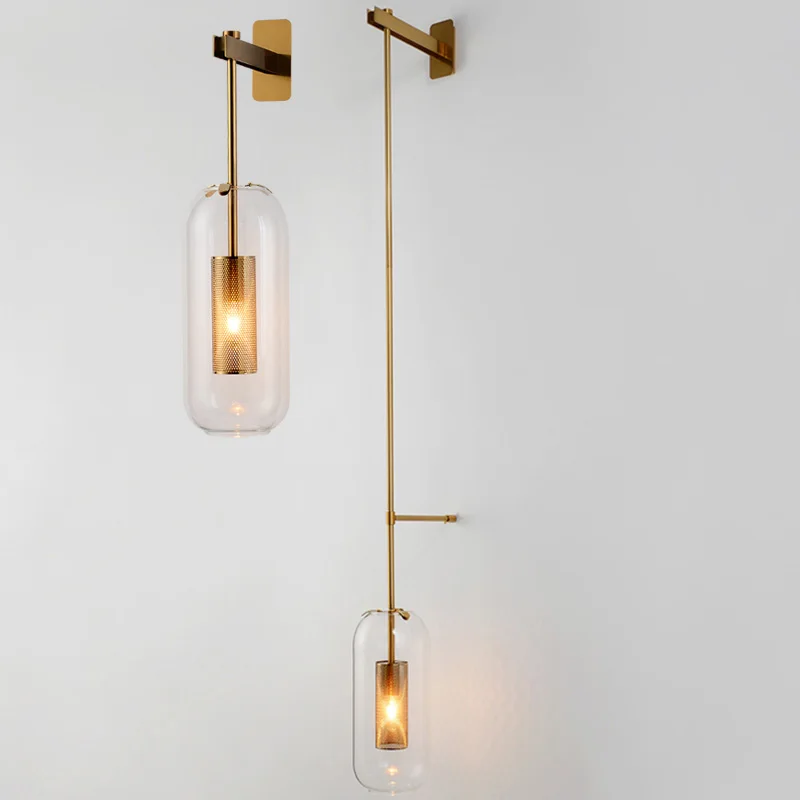 

Nordic Designer Wall Lamps Simple Glass Wall Lamp Living Room Background Wall Modern Bedside Aisle Lights Bedroom 110-240V