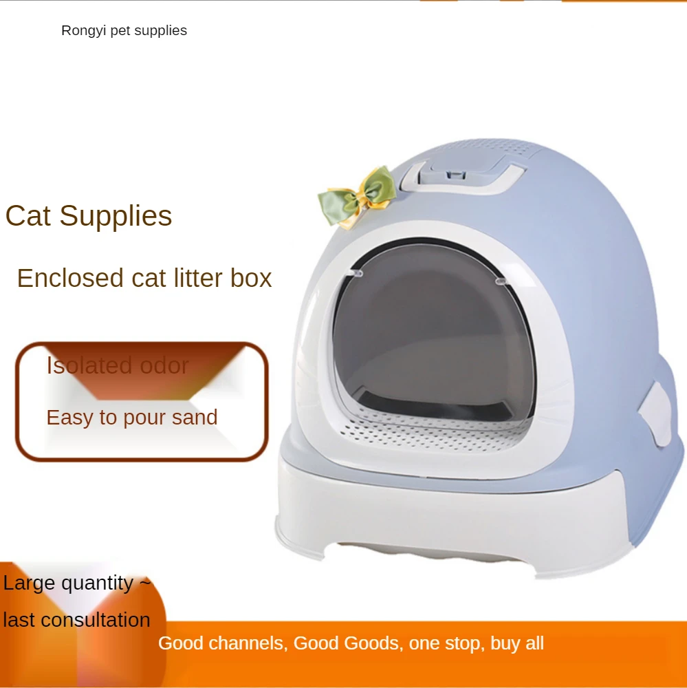 

Cat Litter Box Fully Enclosed Cat Toilet Anti-splashing Large Cat Pooping Litter Box Cat Supplies