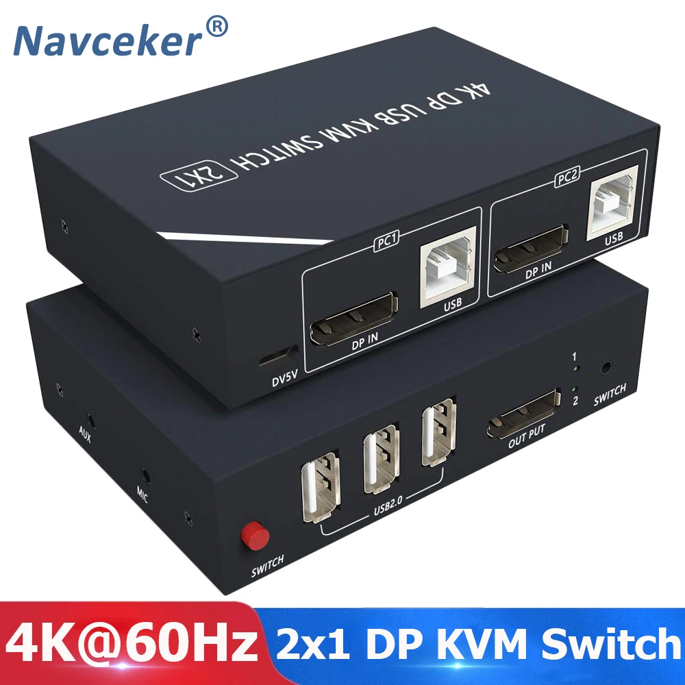 2021 Лучший 4K KVM HDMI переключатель двойной монитор 2 в 1 выход DP порта 60 Гц совместный
