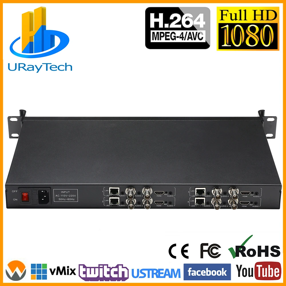1U стеллаж для выставки товаров 4 в 1 HDMI + CVBS стерео аудио кодер IPTV Каналы HD SD sdi видео