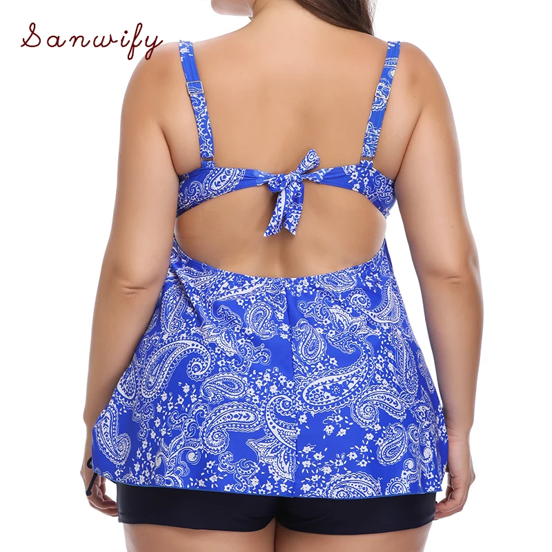 

Plus Size Swimwear Women Swimsuit Sexy Tankini Set Two-piece Suits Print Padded Bandage Bathing Suit Swimdress