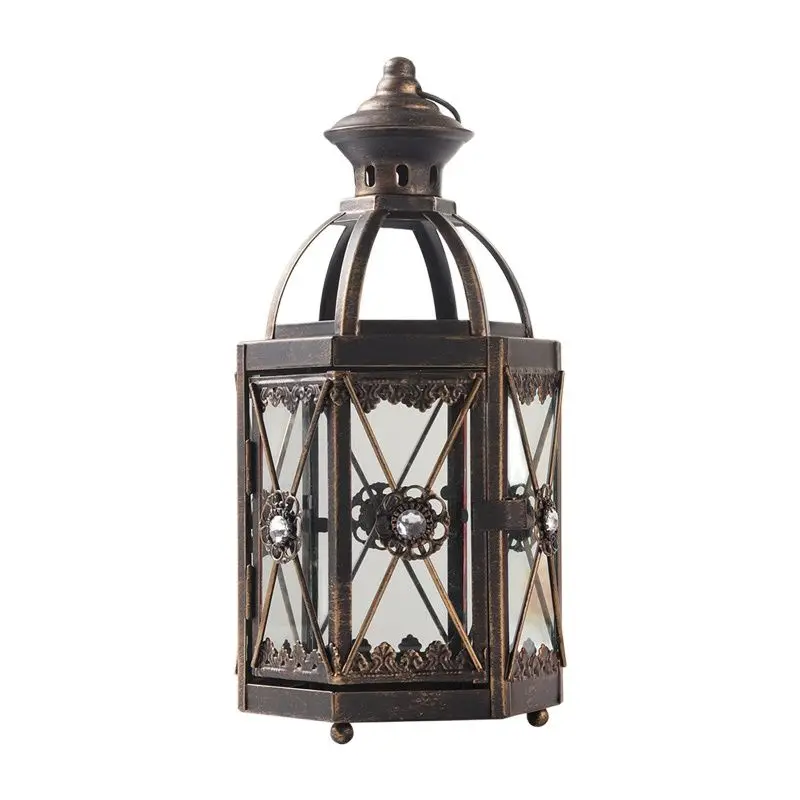 Скандинавский Ретро Andlestick металлический стеклянный ветрозащитный подсвечник