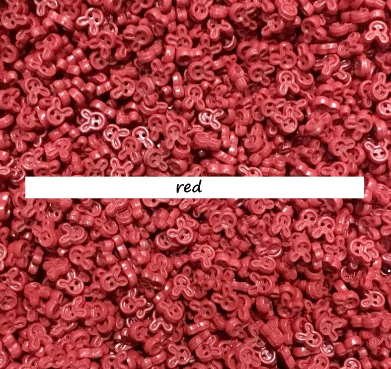 red Кукла детская обувь, пальто мешок, кошелек одежда сшить аксессуар маленький 4 мм кролик форма мини 2 отверстия под металлические пуговицы 200 шт A0108L - Цвет: red