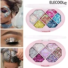 ELECOOL самые дешевые 7 цветов для лица, хайлайтер, пудра, тени для век, палитра сияющих блесток, пентаграмма, луна, Алмазный фрагмент, тени для век