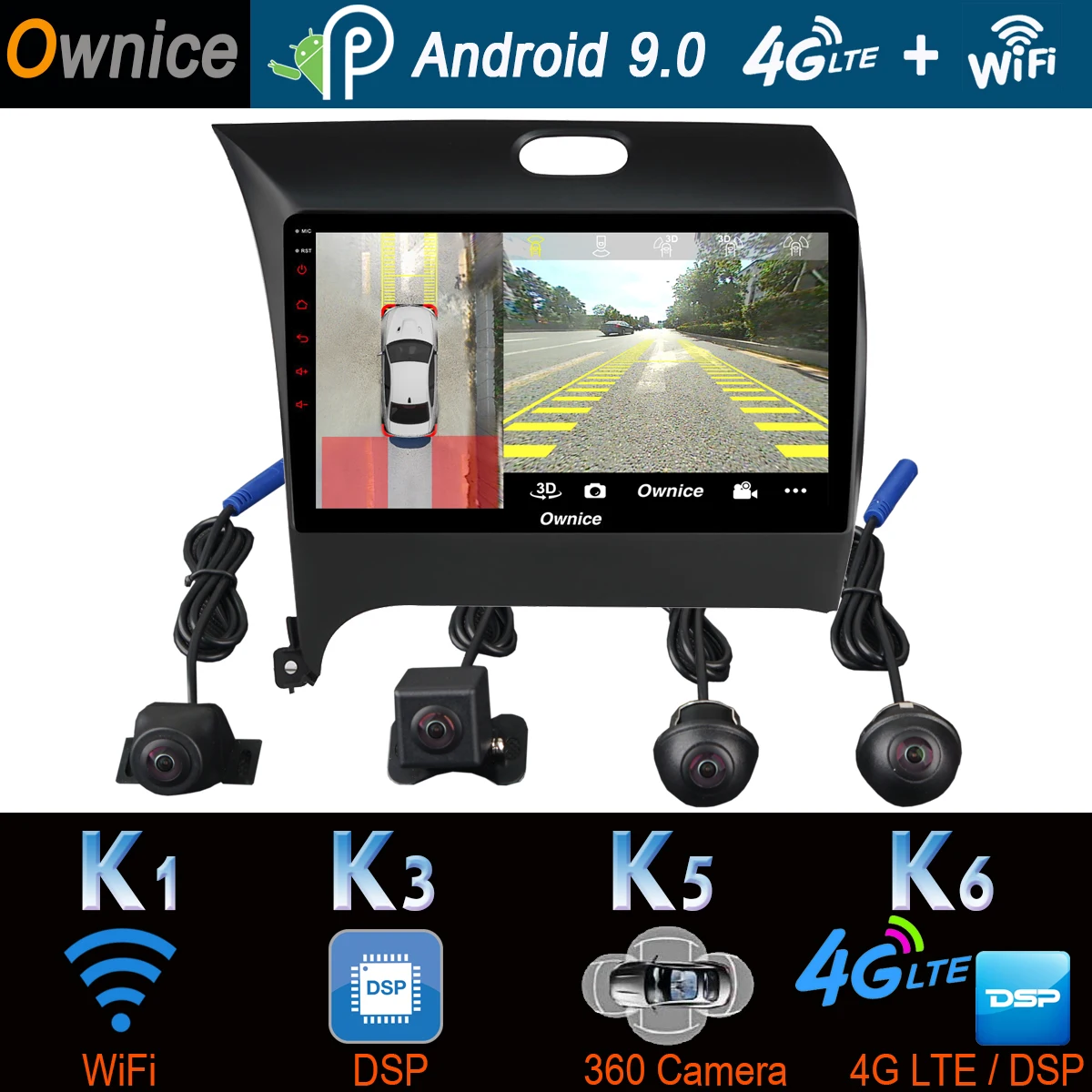 360 ° панорамная камера Android 9,0 4G+ 64G Автомобильный плеер CarPlay DSP gps радио для Kia K3 Cerato 3 Forte 2013